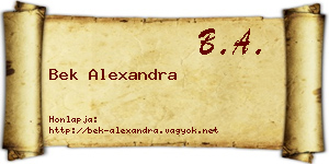 Bek Alexandra névjegykártya